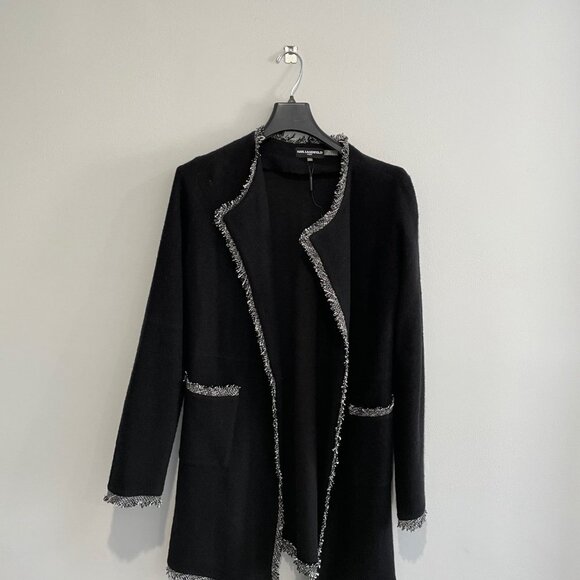 Karl Lagerfield Braided-Trim Tweed Blazer Size XS - Picture 2 of 9